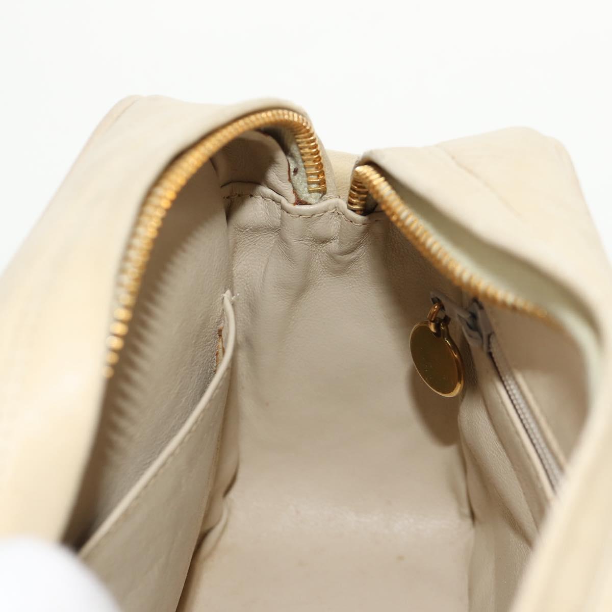 CHANEL Matelasse Chain Shoulder Bag Lamb Skin Ivory Gold CC Auth 154054V