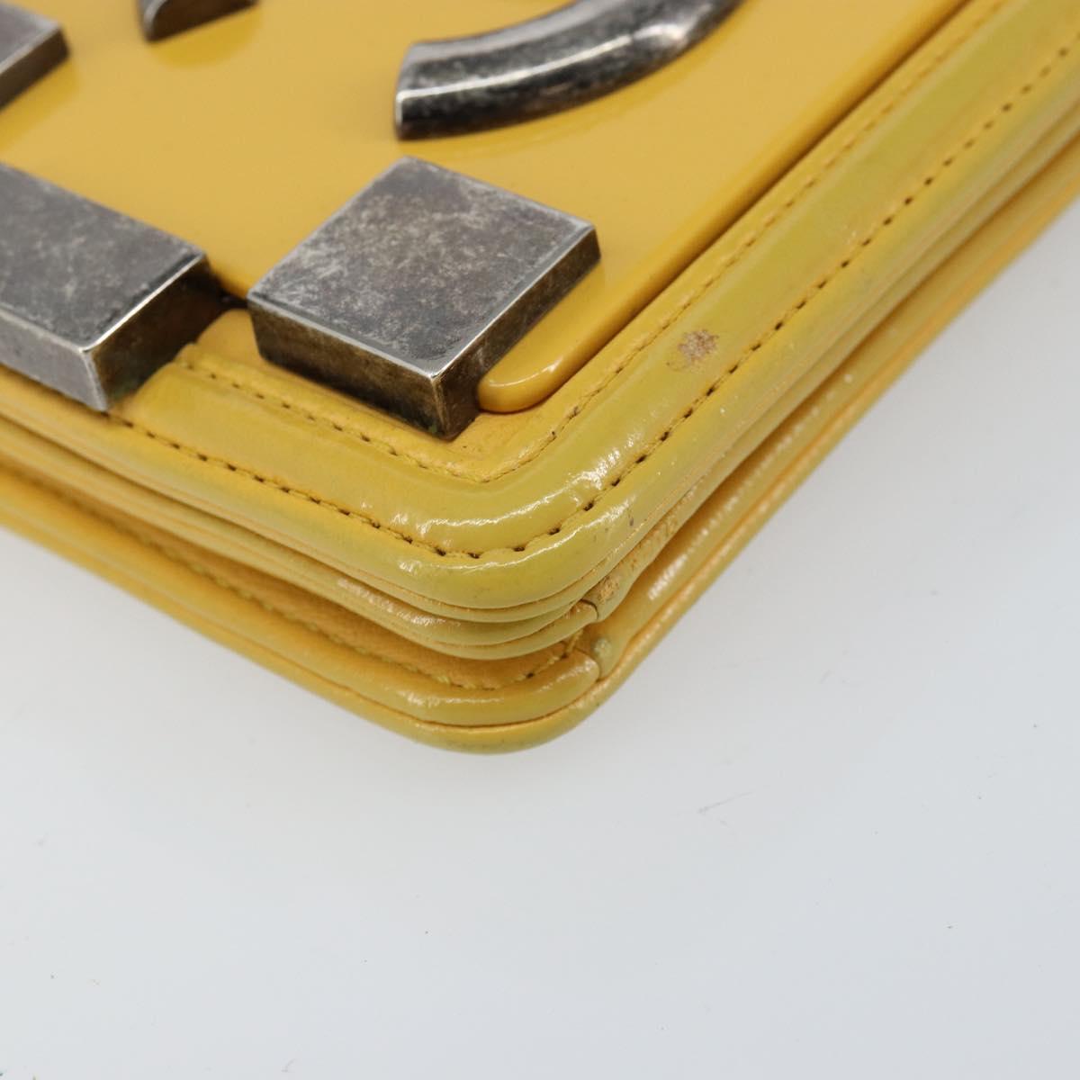 CHANEL Lego Boy Chain Shoulder Bag Lamb Skin Yellow CC Auth 154055