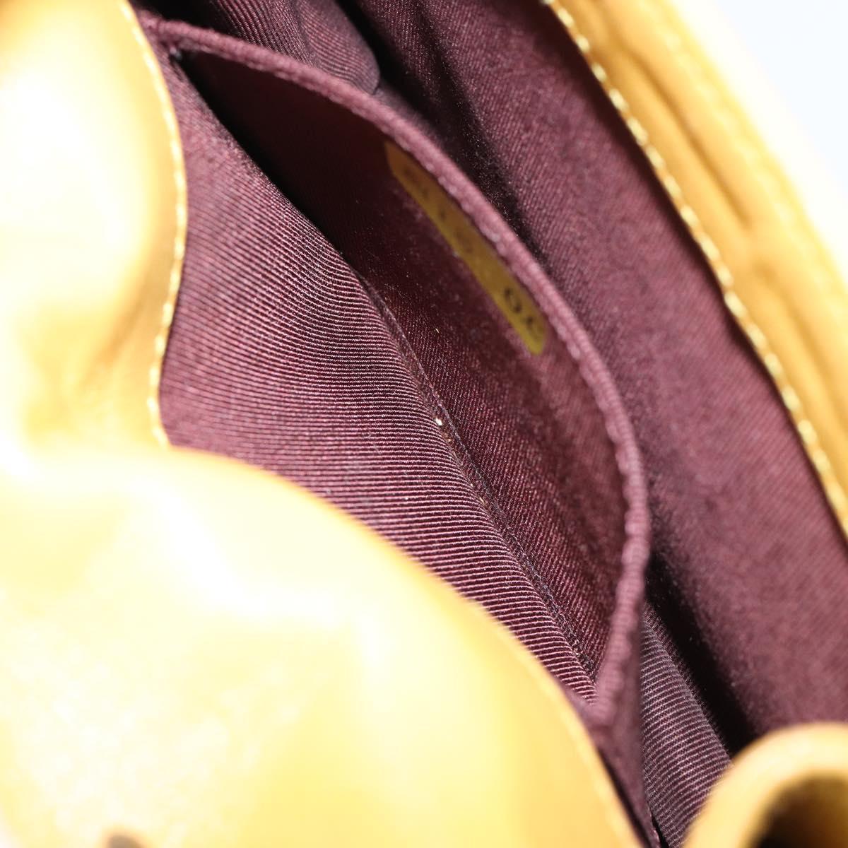 CHANEL Lego Boy Chain Shoulder Bag Lamb Skin Yellow CC Auth 154055