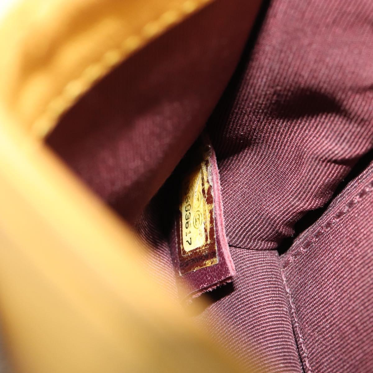 CHANEL Lego Boy Chain Shoulder Bag Lamb Skin Yellow CC Auth 154055