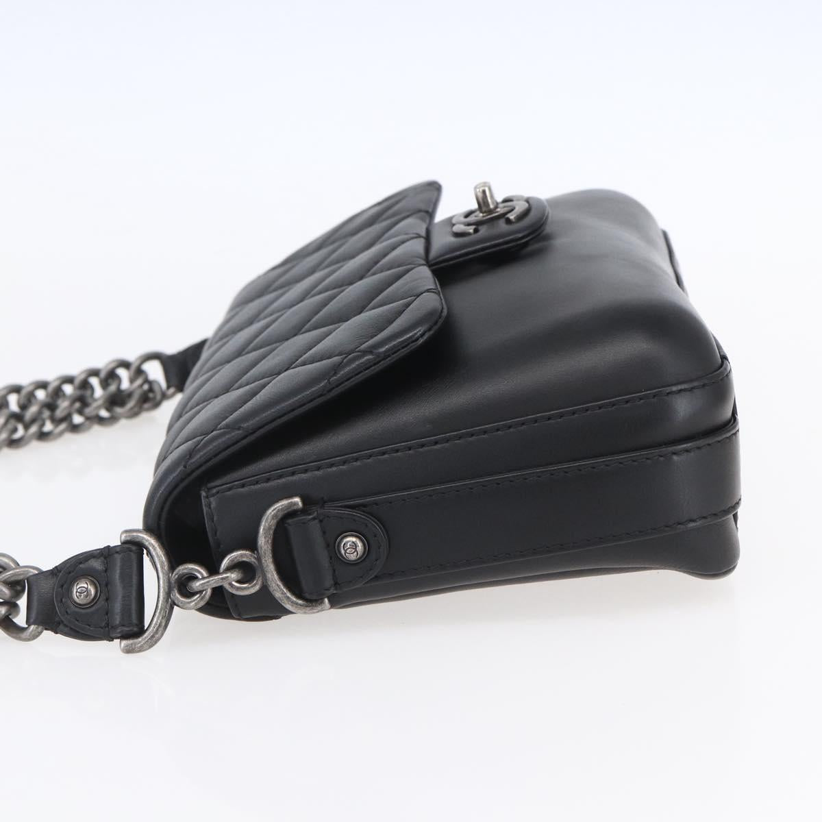 CHANEL Matelasse Chain Shoulder Bag Lamb Skin 2way Black CC Auth 154057SAM