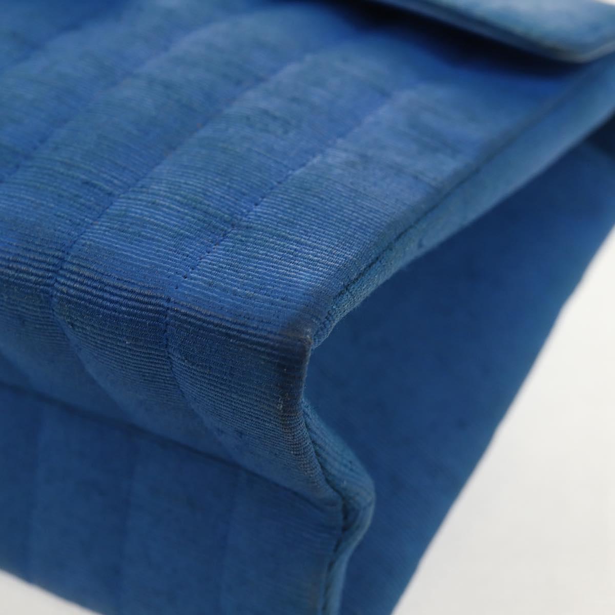 CHANEL Mademoiselle Chain Shoulder Bag Canvas Blue Gold CC Auth 154058SAV