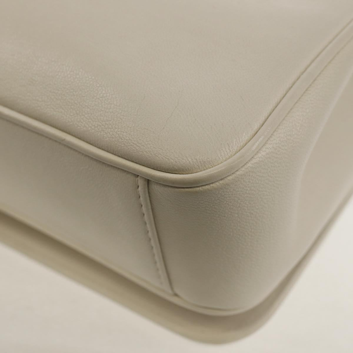 CHANEL COCO Mark Chain Shoulder Bag Lamb Skin White Gold CC Auth 154059V