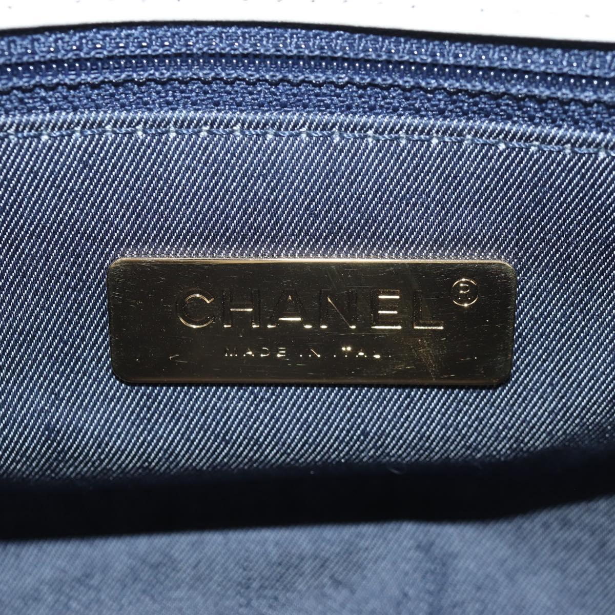 CHANEL COCO Mark Chain Shoulder Bag Lamb Skin White Gold CC Auth 154059V