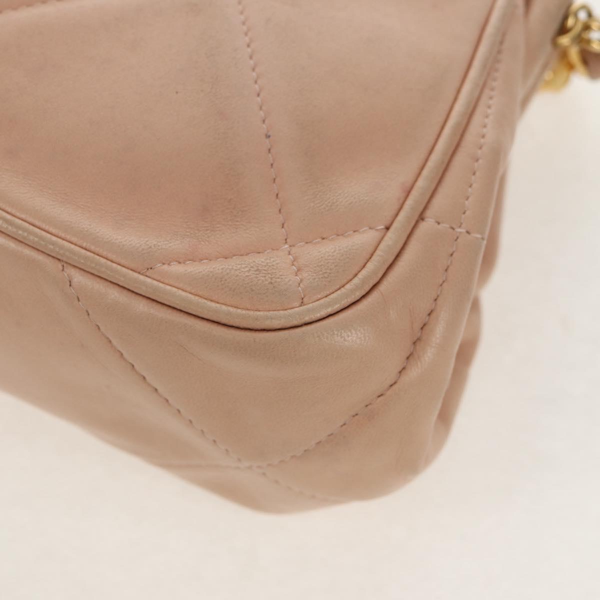 CHANEL Matelasse Chain Shoulder Bag Lamb Skin Pink Gold CC Auth 154060V