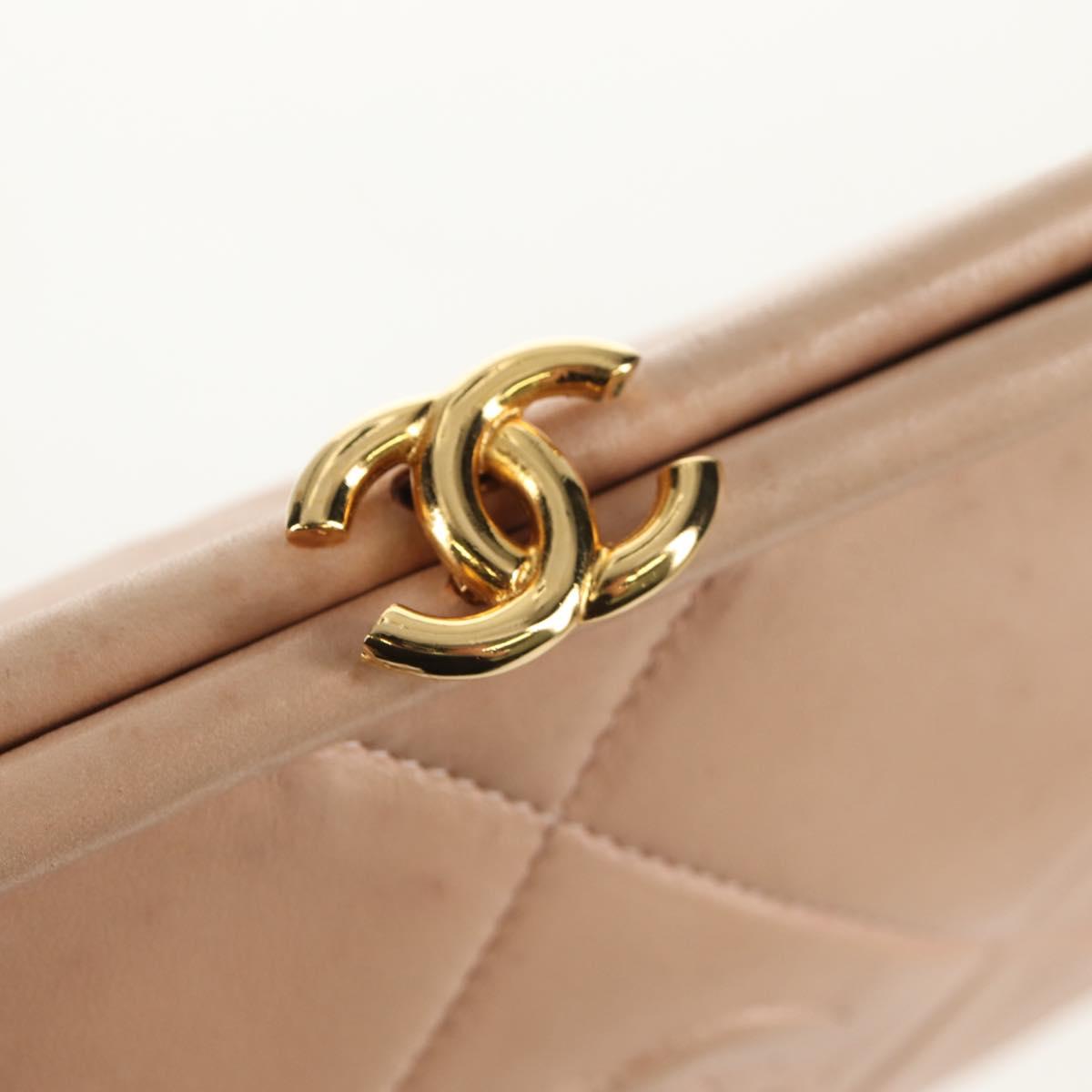 CHANEL Matelasse Chain Shoulder Bag Lamb Skin Pink Gold CC Auth 154060V
