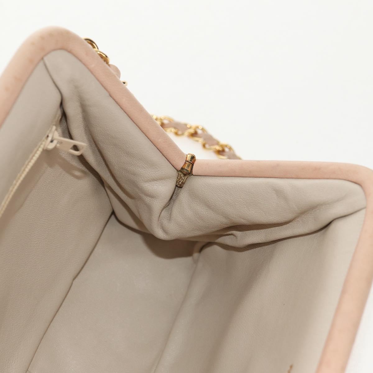 CHANEL Matelasse Chain Shoulder Bag Lamb Skin Pink Gold CC Auth 154060V