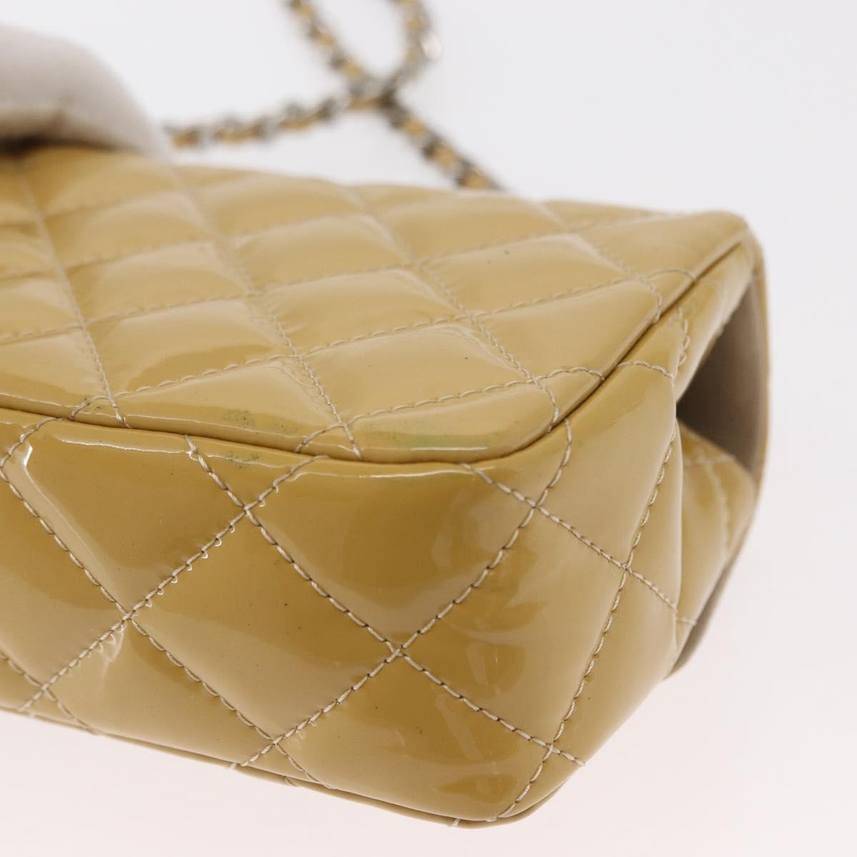 CHANEL Matelasse Chain Shoulder Bag Enamel Yellow Gold CC Auth 154061