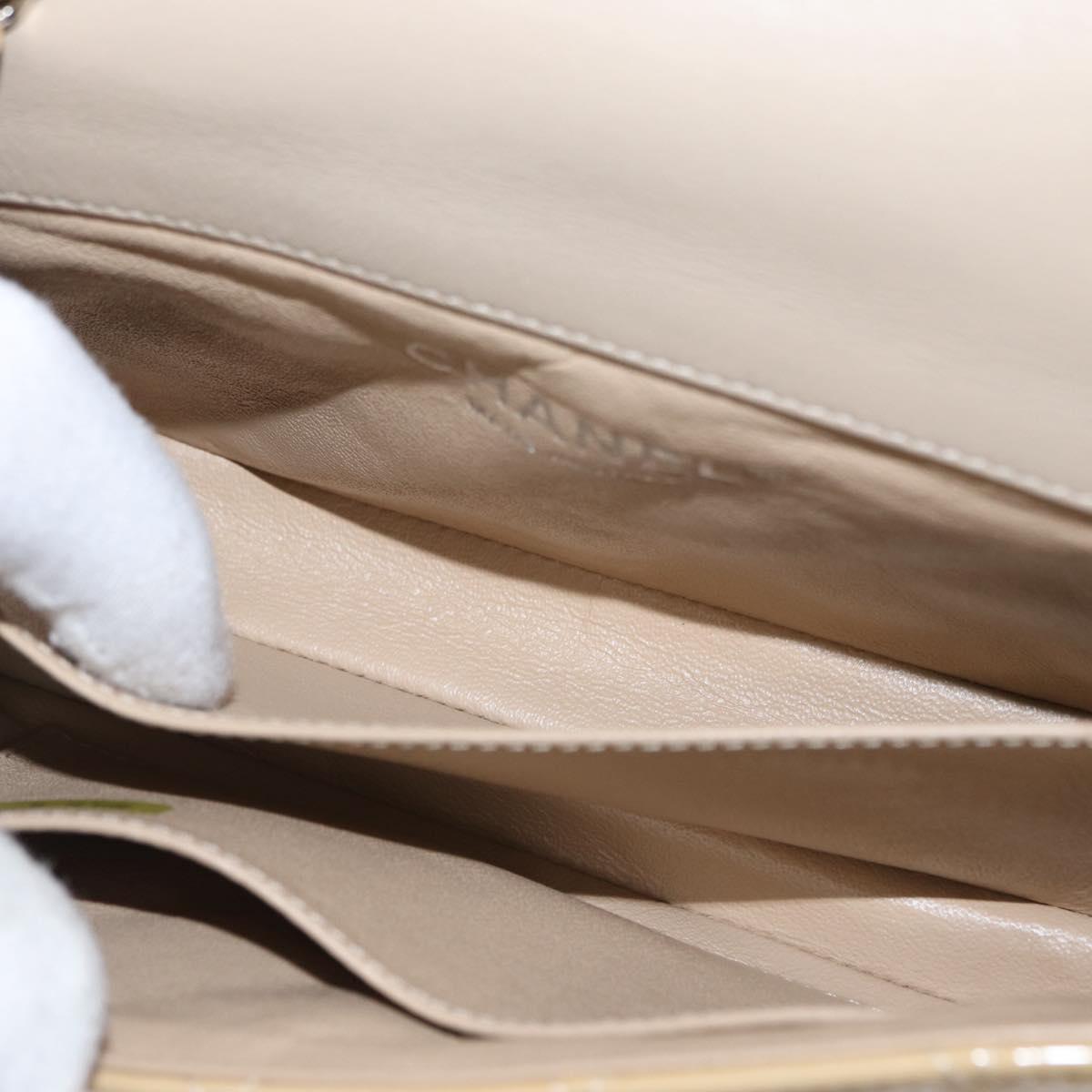 CHANEL Matelasse Chain Shoulder Bag Enamel Yellow Gold CC Auth 154061