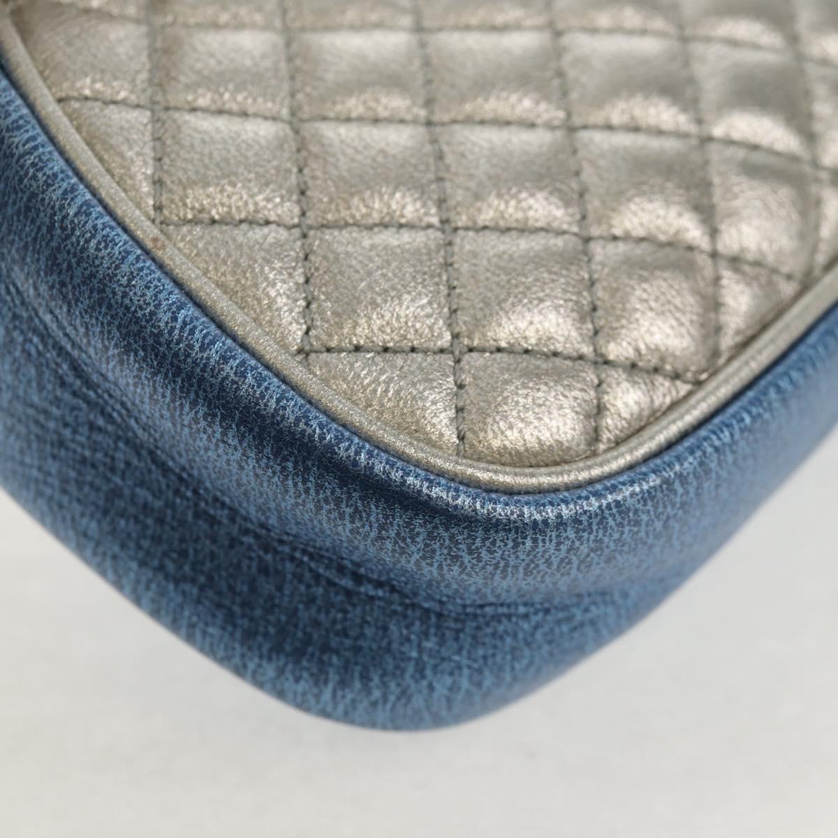 GUCCI Zumi Shoulder Bag Leather Outlet Blue Auth 154069V