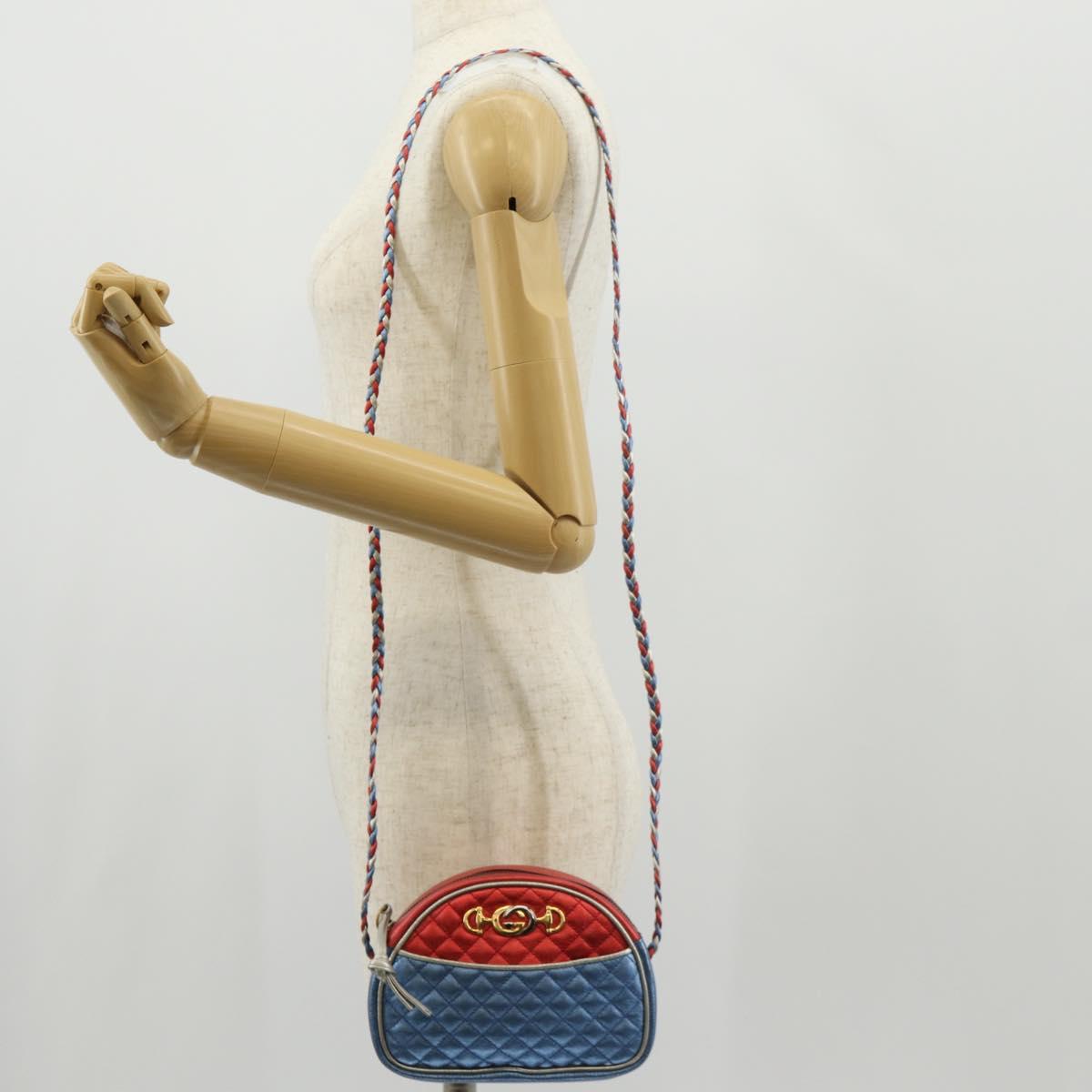 GUCCI Zumi Shoulder Bag Leather Outlet Blue Auth 154069V