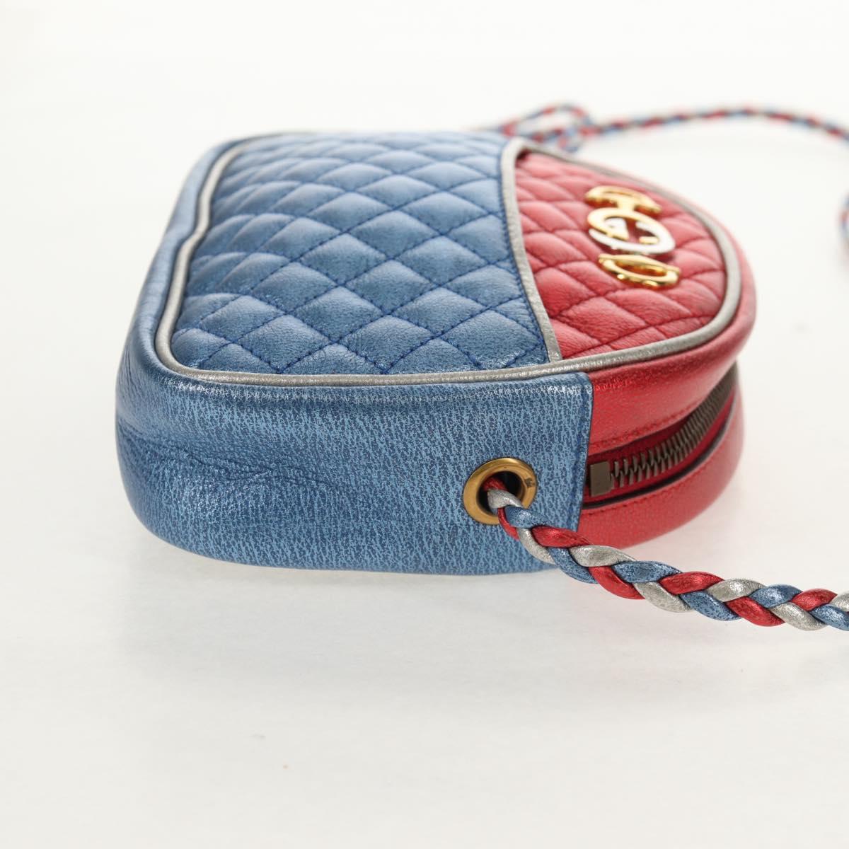 GUCCI Zumi Shoulder Bag Leather Outlet Blue Auth 154069V