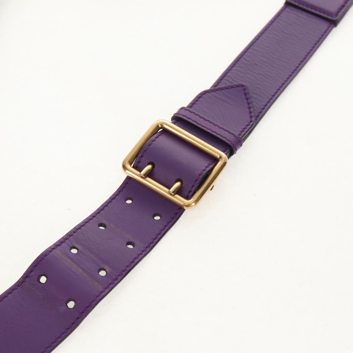 GUCCI Horsebit Shoulder Bag Leather Purple Gold 380573 Auth 154070V