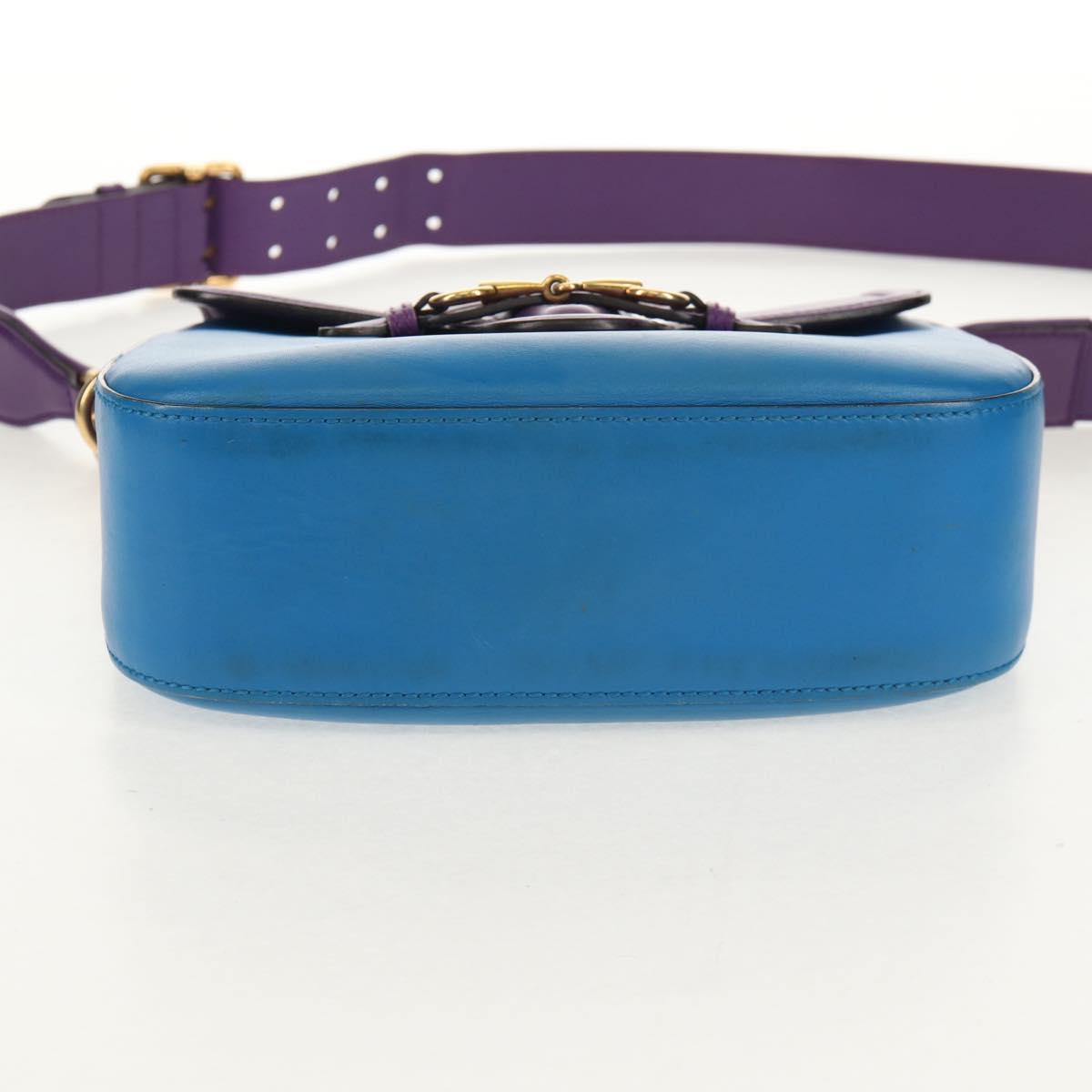 GUCCI Horsebit Shoulder Bag Leather Purple Gold 380573 Auth 154070V