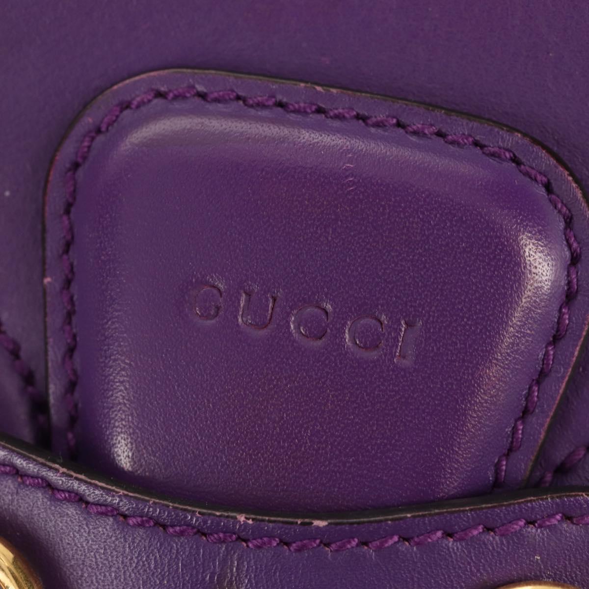 GUCCI Horsebit Shoulder Bag Leather Purple Gold 380573 Auth 154070V