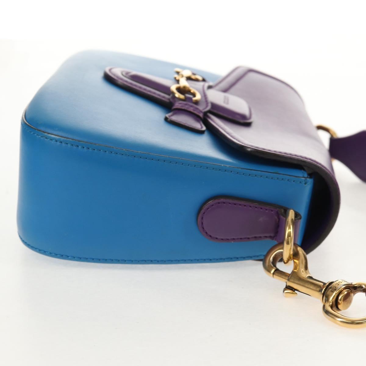 GUCCI Horsebit Shoulder Bag Leather Purple Gold 380573 Auth 154070V