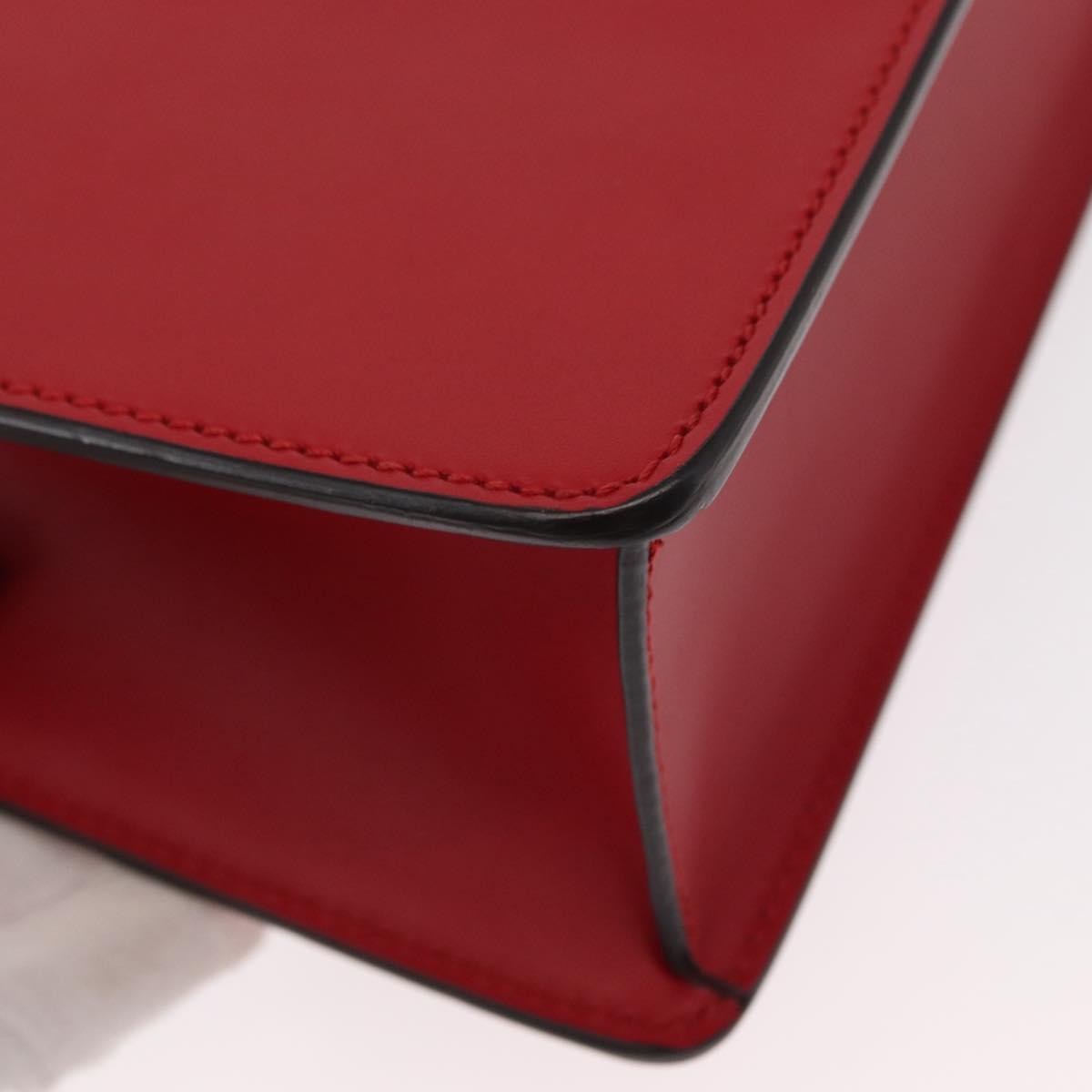 GUCCI Sylvie Sherry Line Shoulder Bag Leather Red Gold Navy 421882 Auth 154071M