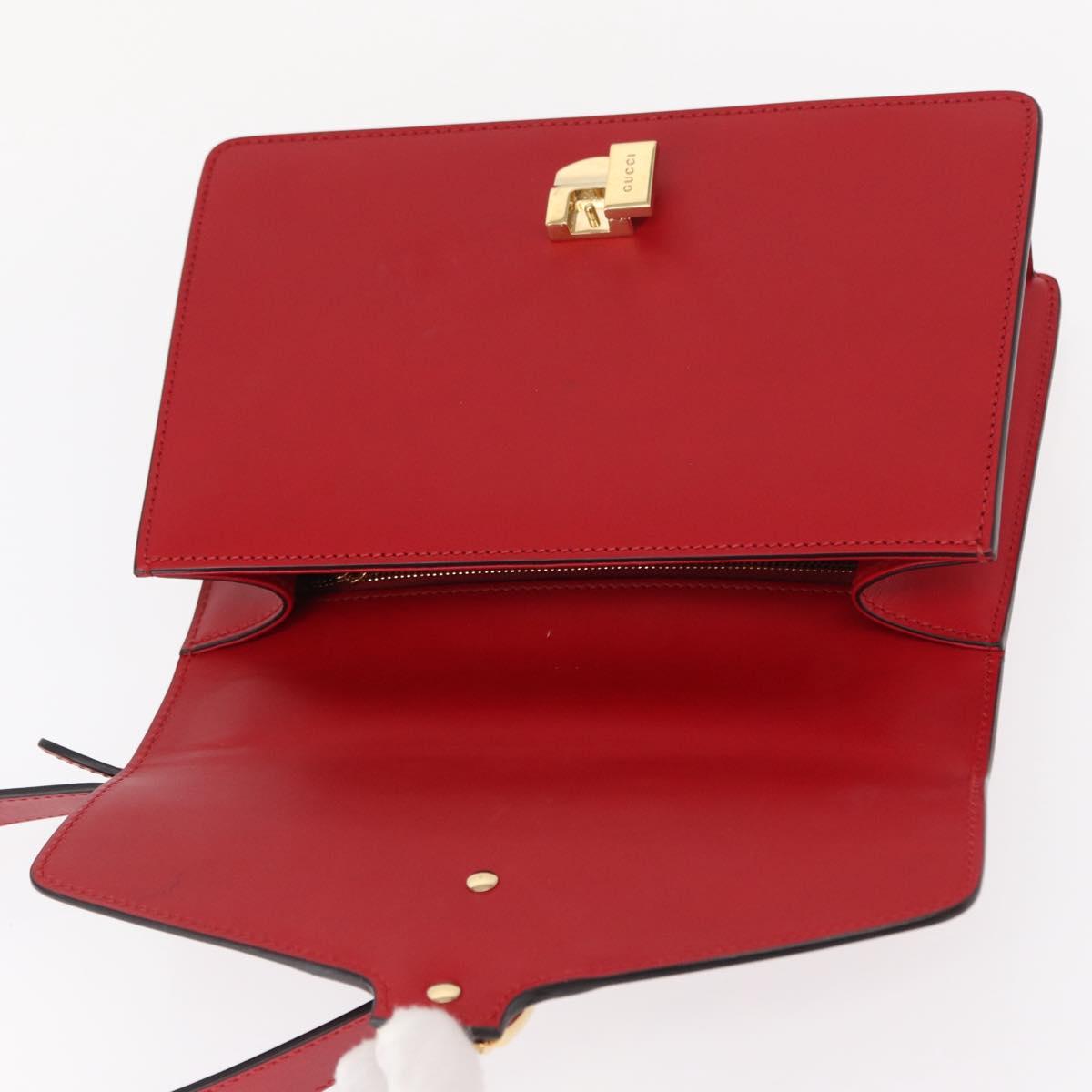 GUCCI Sylvie Sherry Line Shoulder Bag Leather Red Gold Navy 421882 Auth 154071M