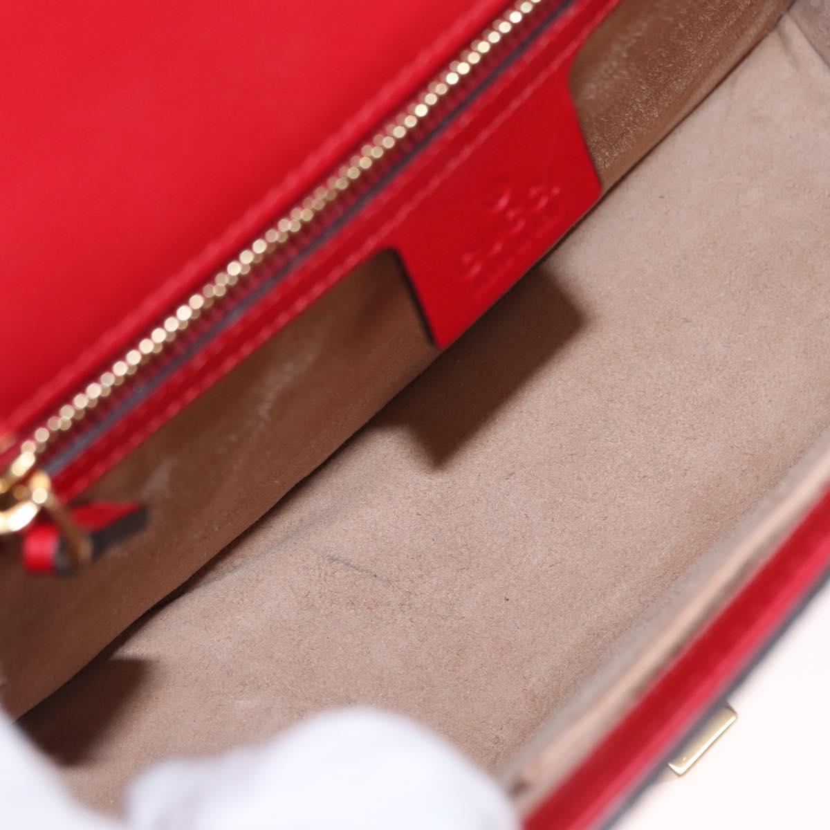 GUCCI Sylvie Sherry Line Shoulder Bag Leather Red Gold Navy 421882 Auth 154071M