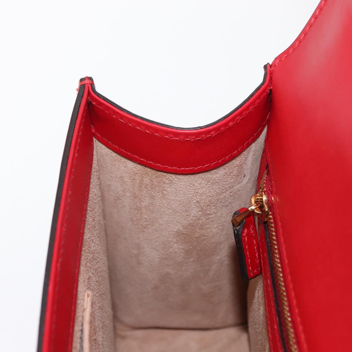 GUCCI Sylvie Sherry Line Shoulder Bag Leather Red Gold Navy 421882 Auth 154071M