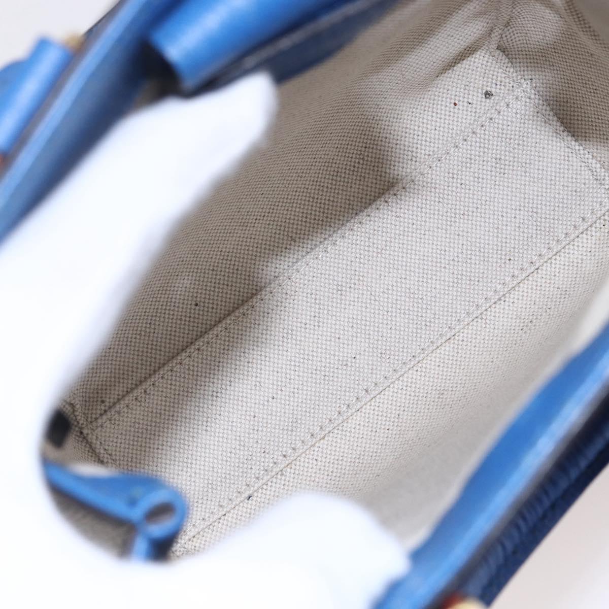 GUCCI GG Supreme Hand Bag PVC 2way Beige Blue Auth 154072SAM