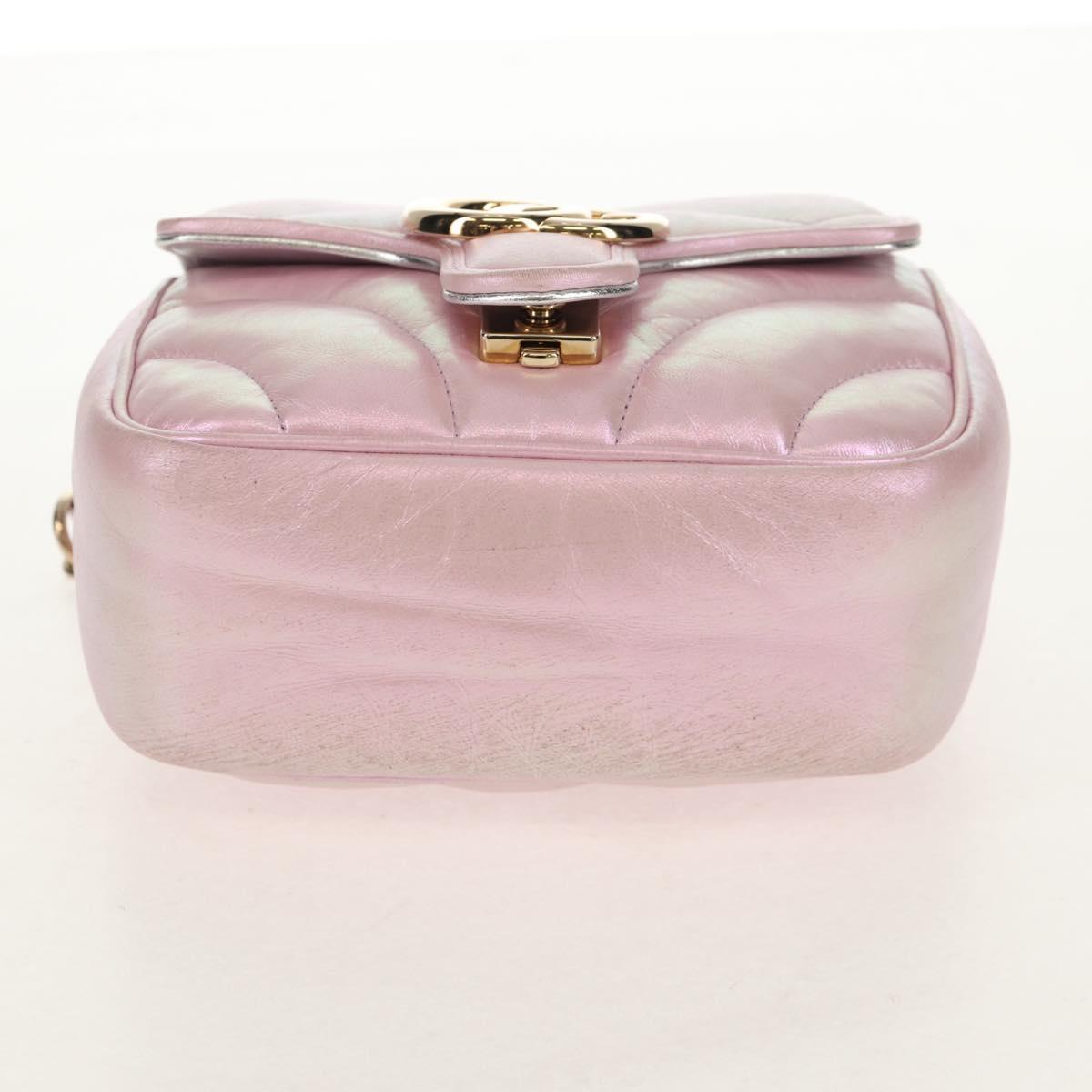 GUCCI GG Marmont Chain Shoulder Bag Leather Pink Gold 739682 Auth 154073V