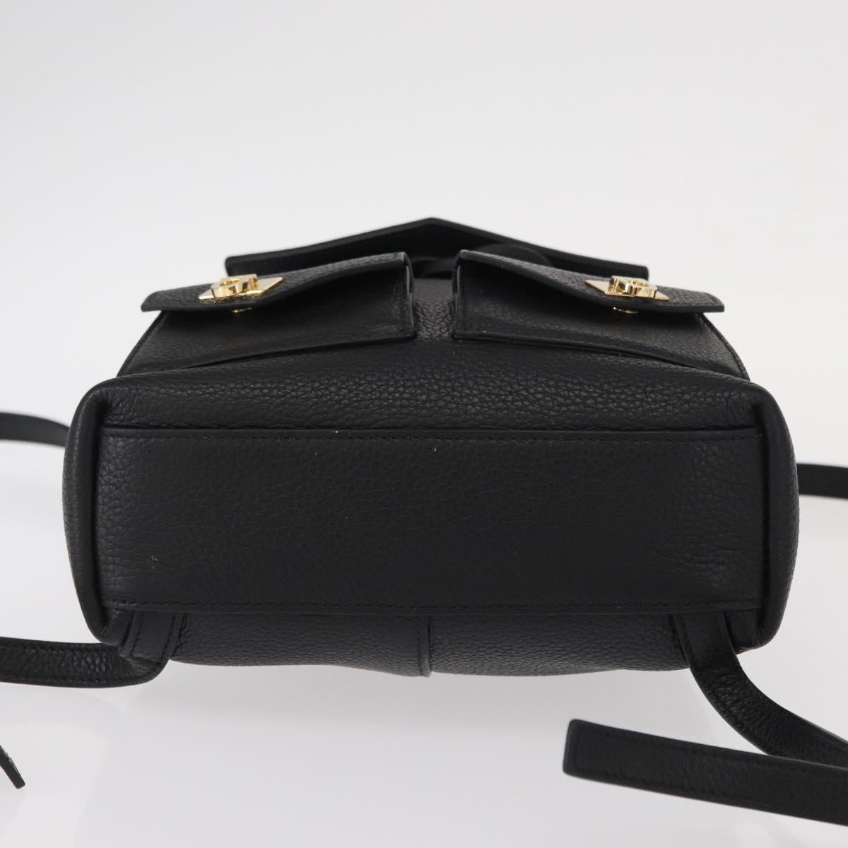 Salvatore Ferragamo Gancini Backpack Leather Black Gold Auth 154075SM