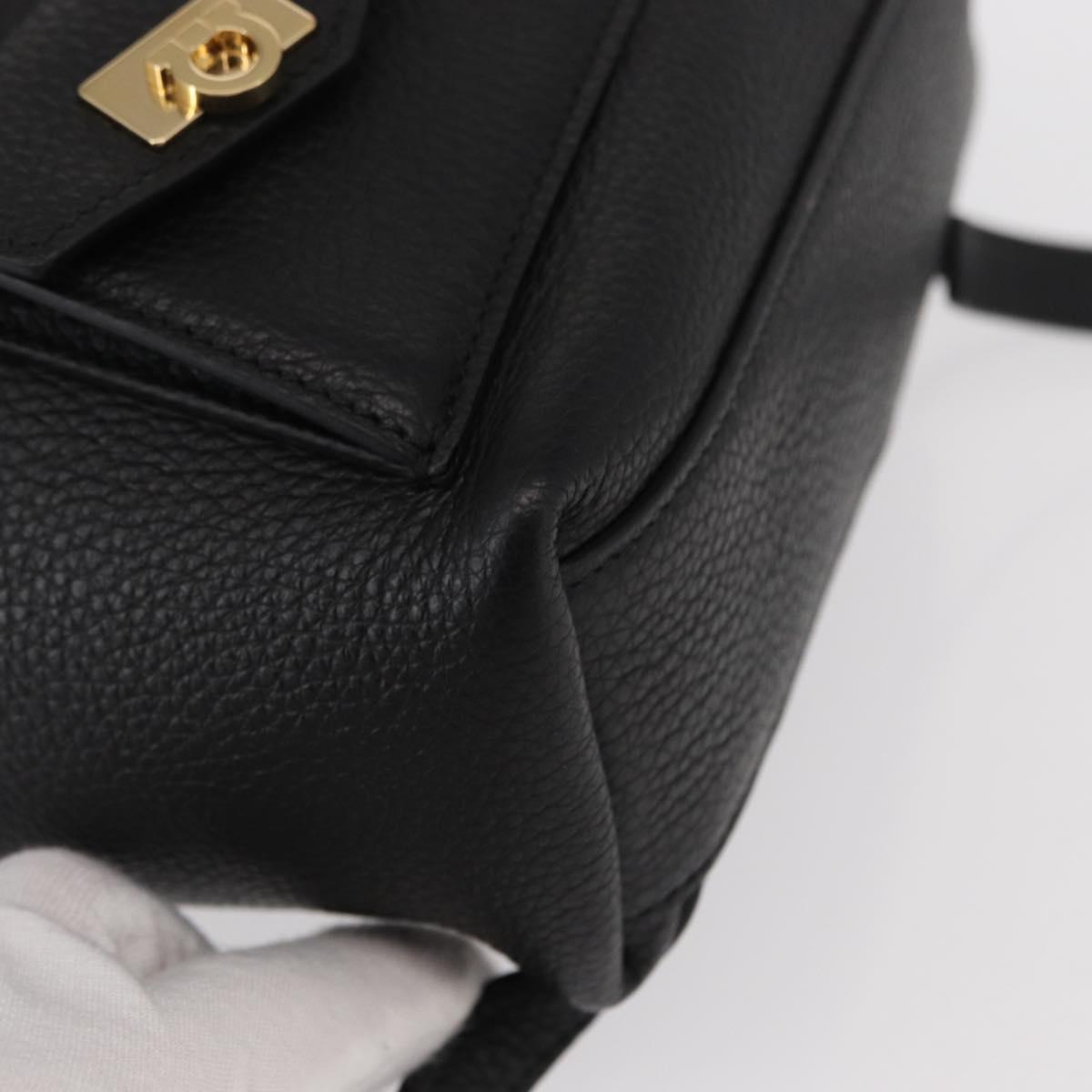 Salvatore Ferragamo Gancini Backpack Leather Black Gold Auth 154075SM