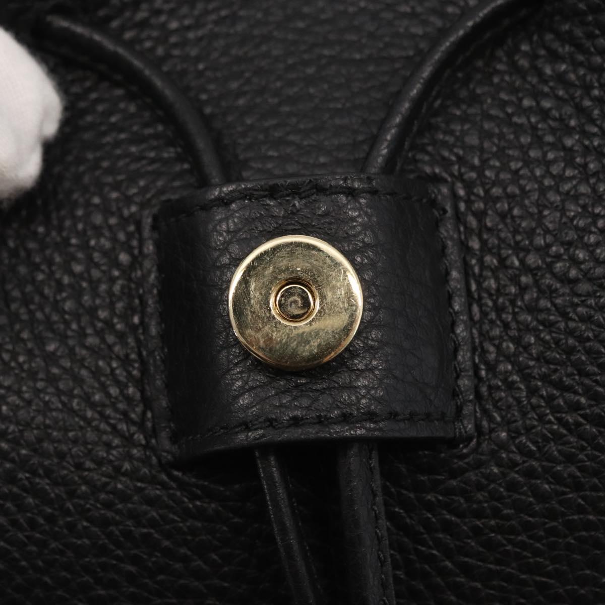 Salvatore Ferragamo Gancini Backpack Leather Black Gold Auth 154075SM