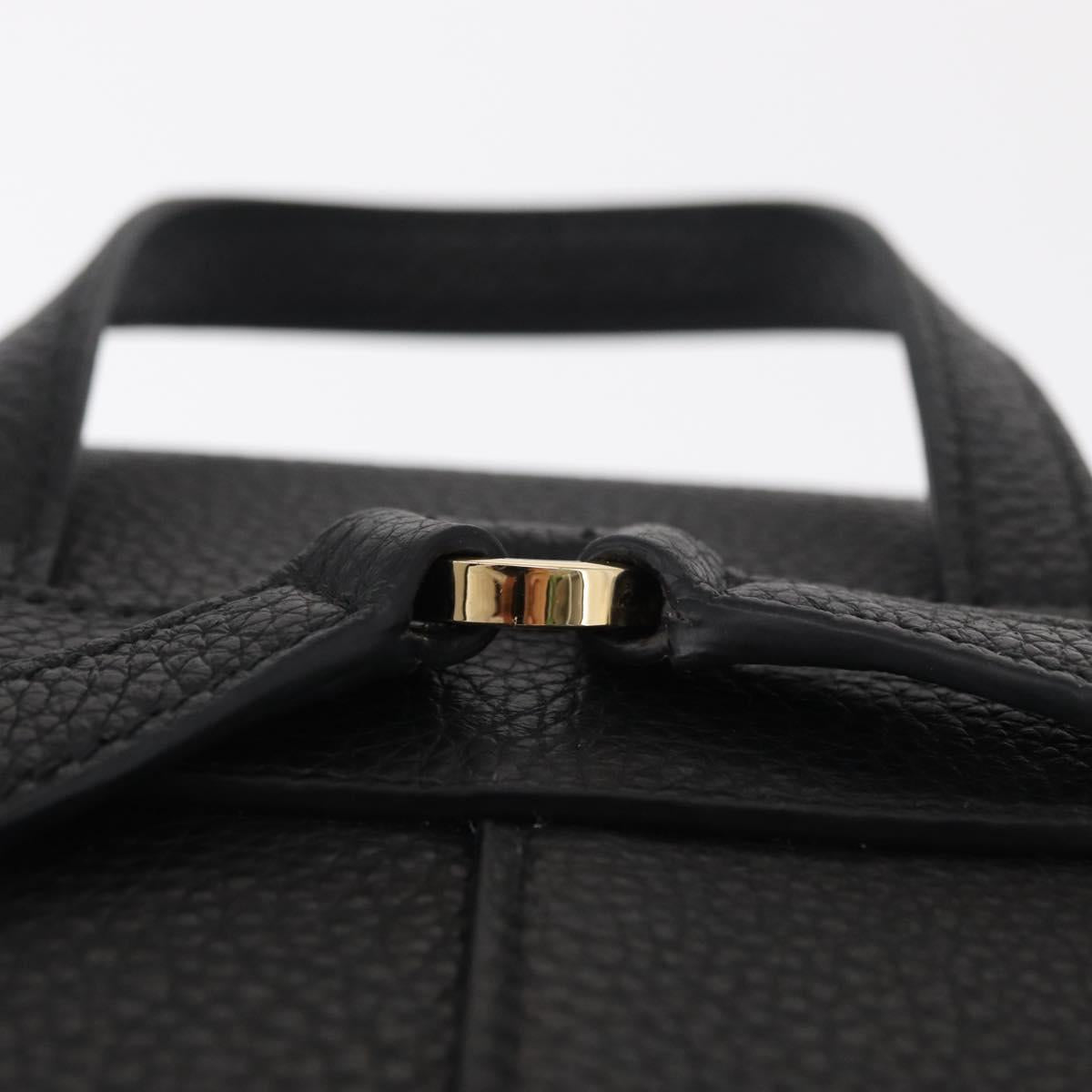 Salvatore Ferragamo Gancini Backpack Leather Black Gold Auth 154075SM