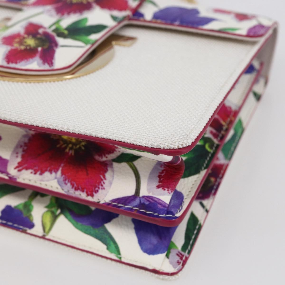 Salvatore Ferragamo Chain Gancini Bag Canvas Multicolor Gold Auth 154076SAM