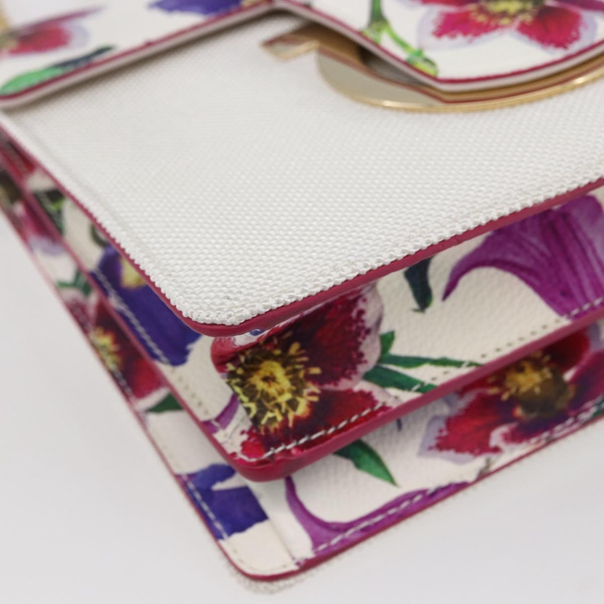 Salvatore Ferragamo Chain Gancini Bag Canvas Multicolor Gold Auth 154076SAM