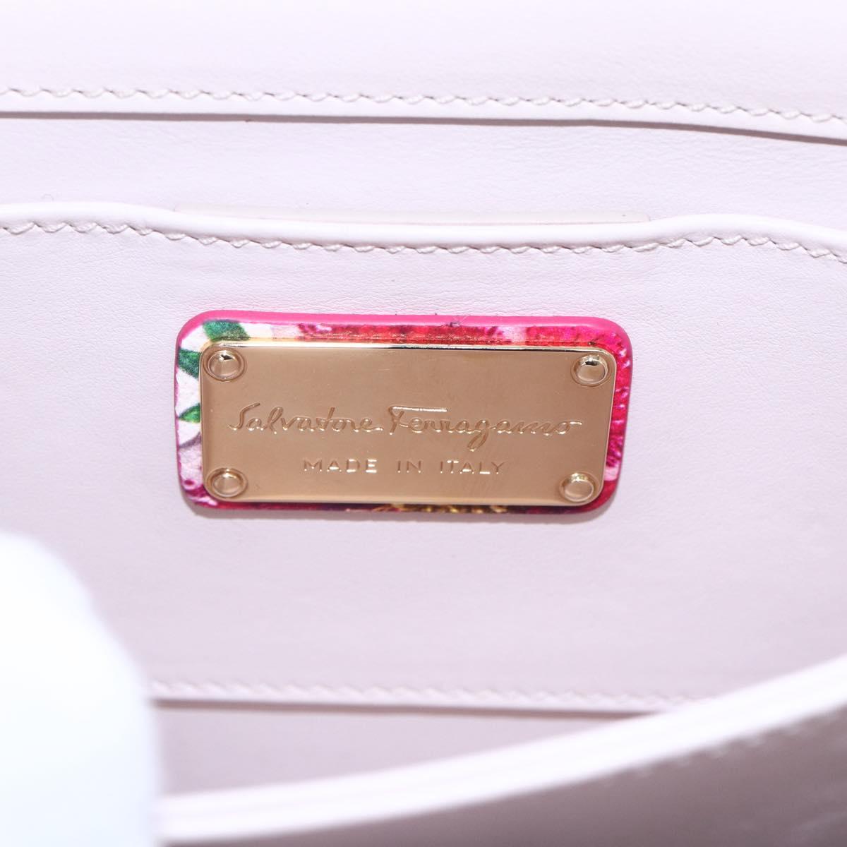 Salvatore Ferragamo Chain Gancini Bag Canvas Multicolor Gold Auth 154076SAM