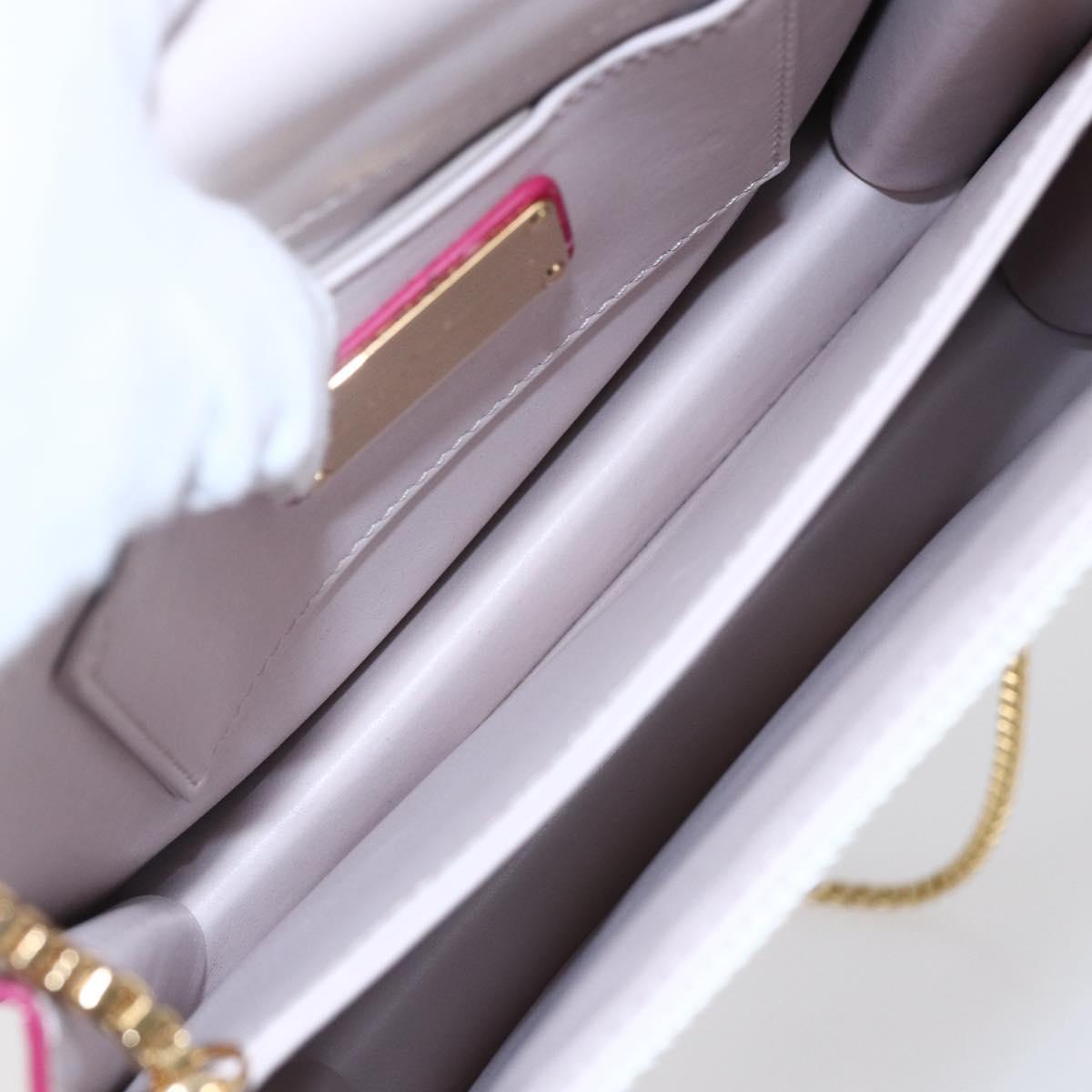 Salvatore Ferragamo Chain Gancini Bag Canvas Multicolor Gold Auth 154076SAM