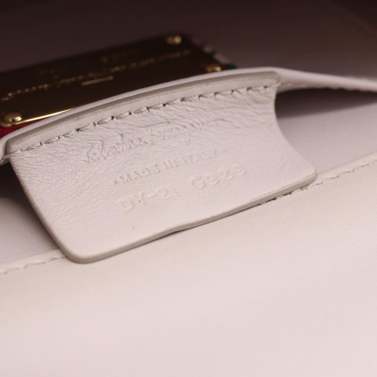 Salvatore Ferragamo Chain Gancini Bag Canvas Multicolor Gold Auth 154076SAM