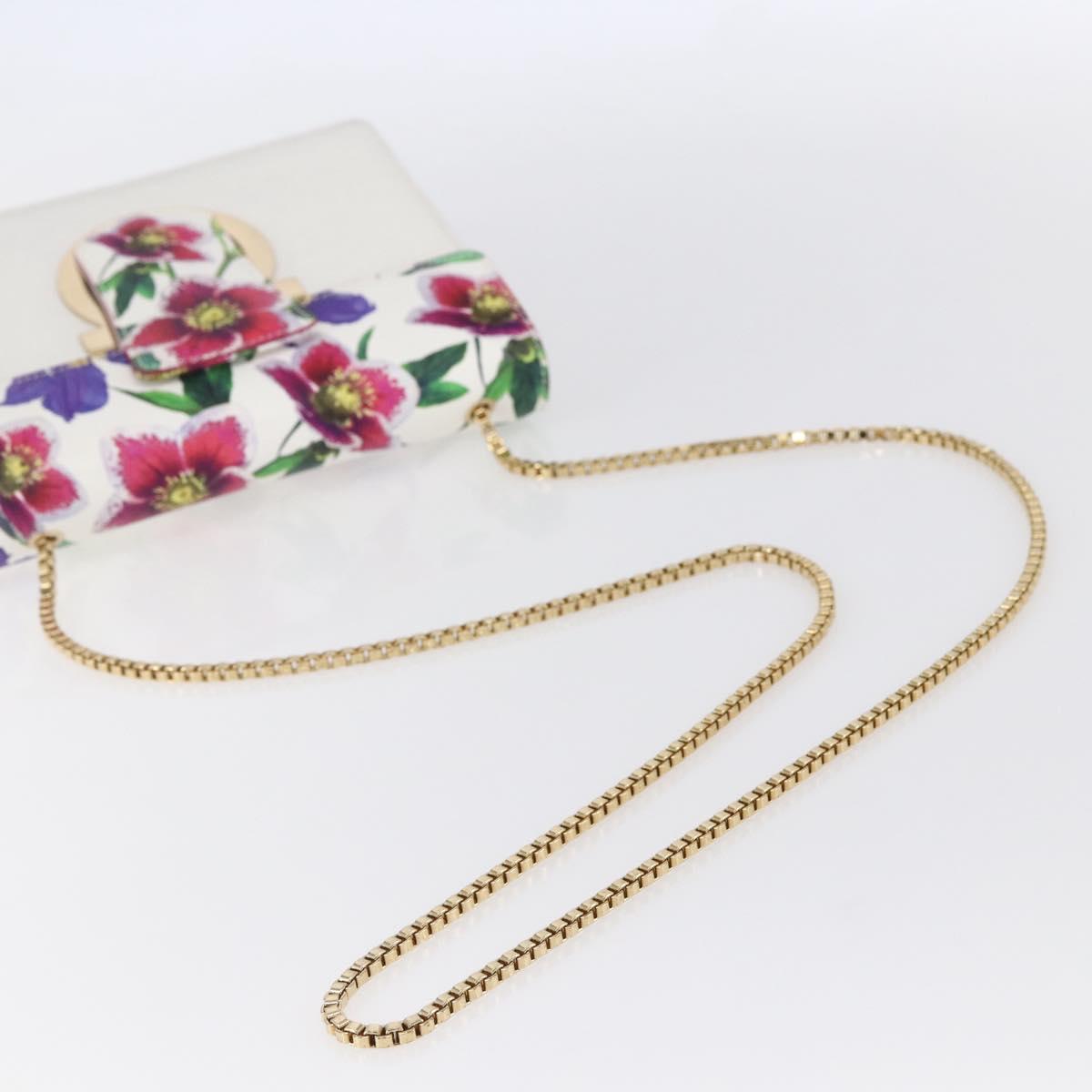 Salvatore Ferragamo Chain Gancini Bag Canvas Multicolor Gold Auth 154076SAM