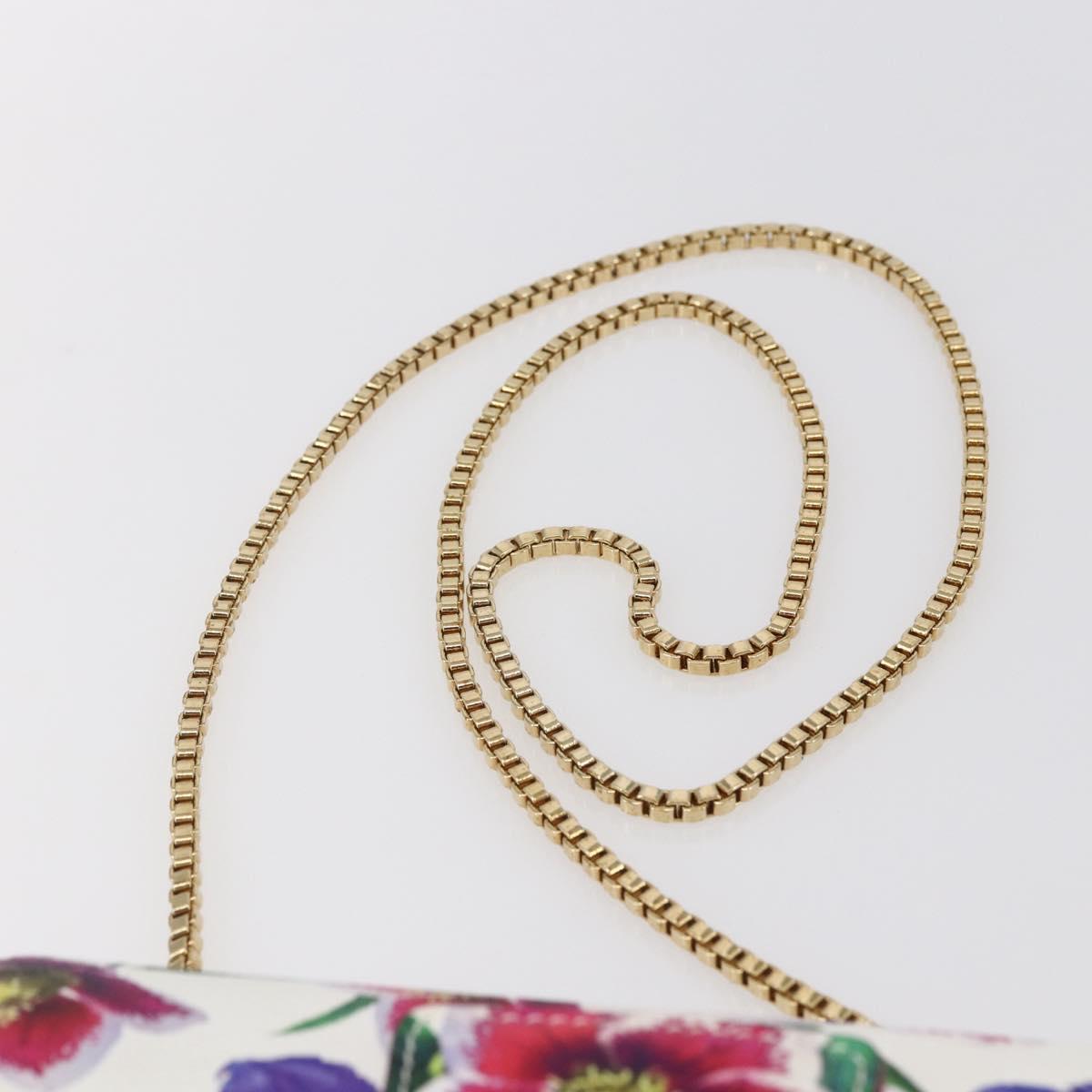 Salvatore Ferragamo Chain Gancini Bag Canvas Multicolor Gold Auth 154076SAM