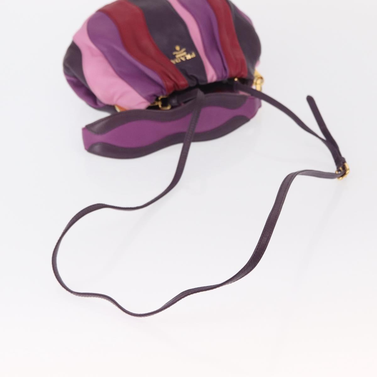 PRADA Hand Bag Leather 2way Multicolor Gold Auth 154077SAM