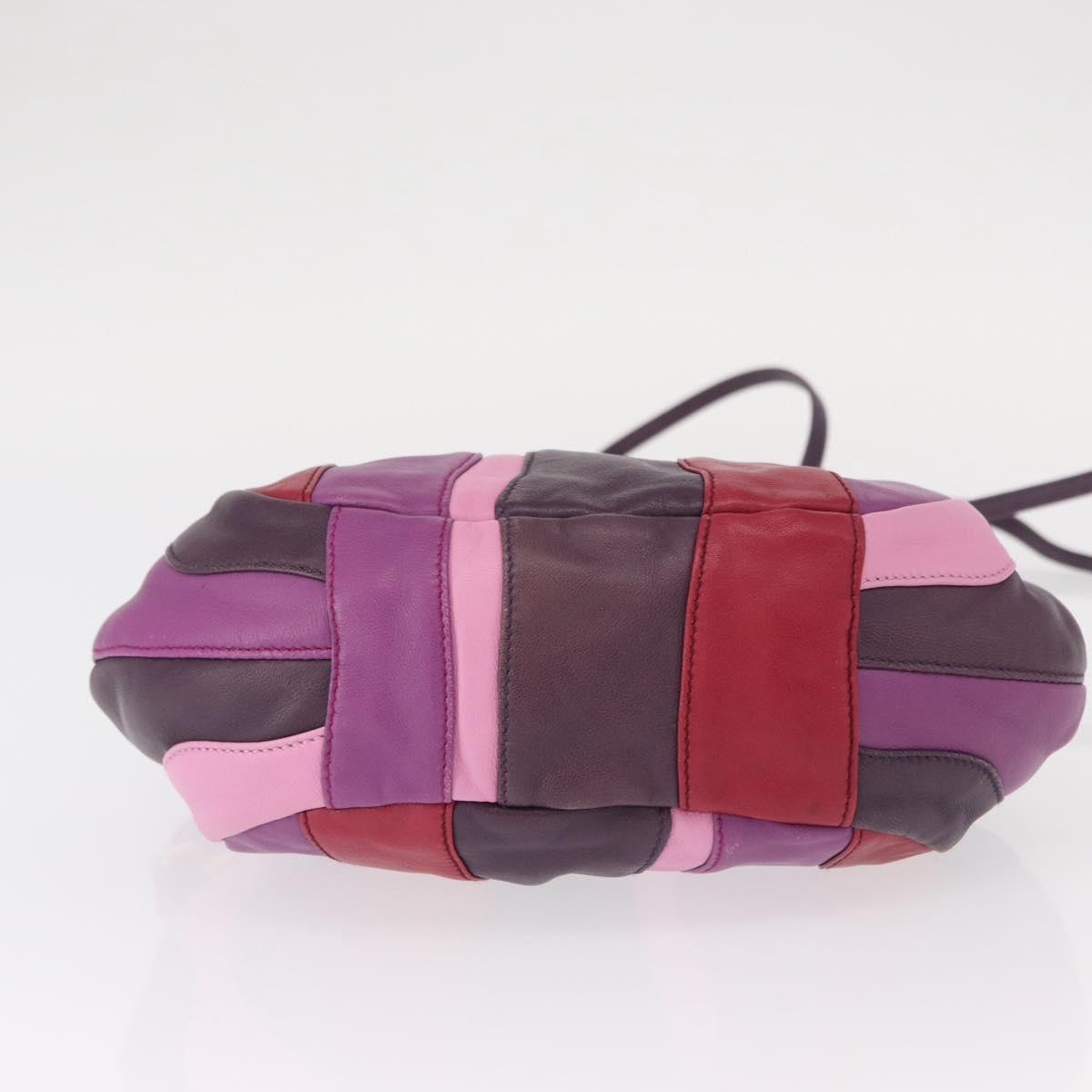 PRADA Hand Bag Leather 2way Multicolor Gold Auth 154077SAM