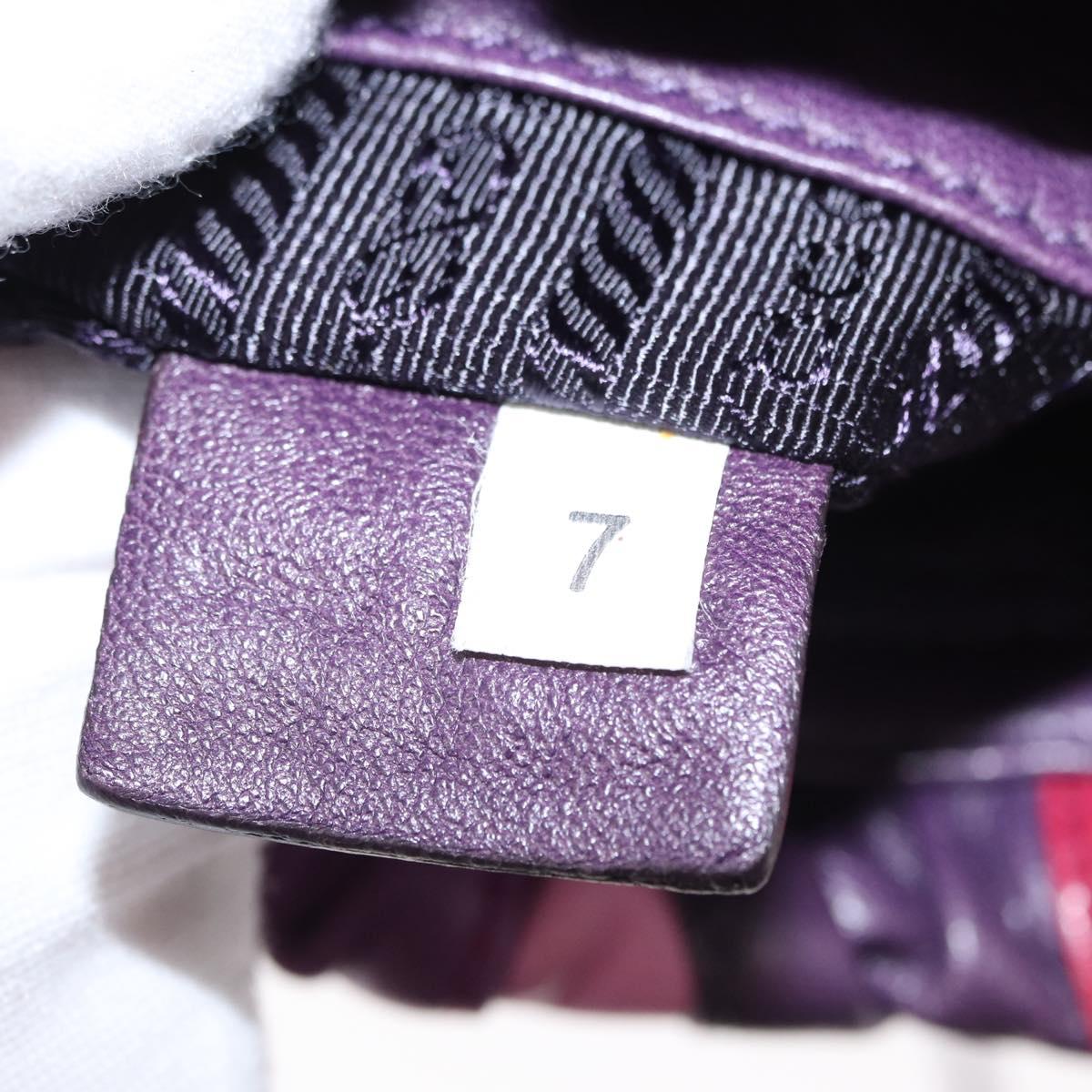 PRADA Hand Bag Leather 2way Multicolor Gold Auth 154077SAM