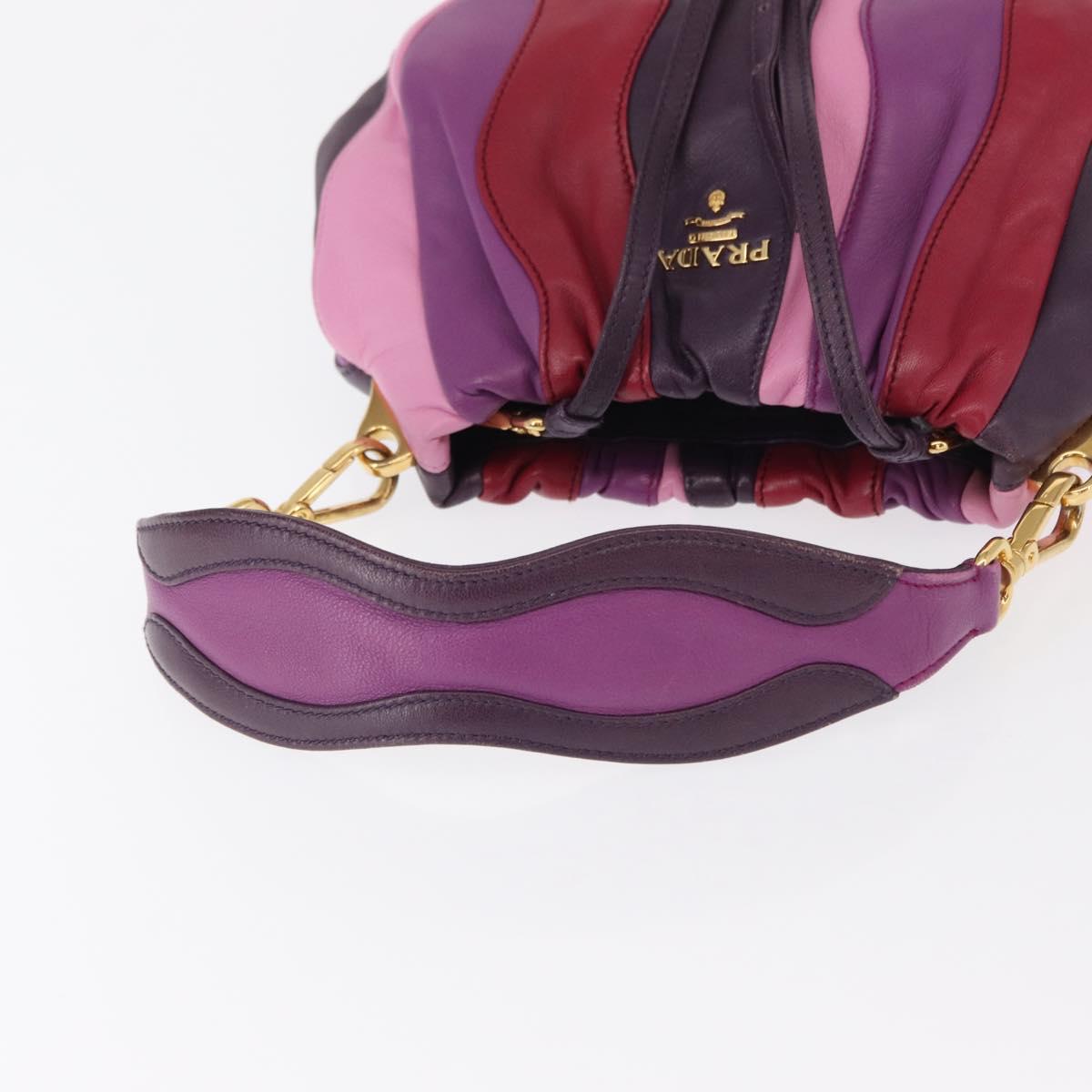 PRADA Hand Bag Leather 2way Multicolor Gold Auth 154077SAM
