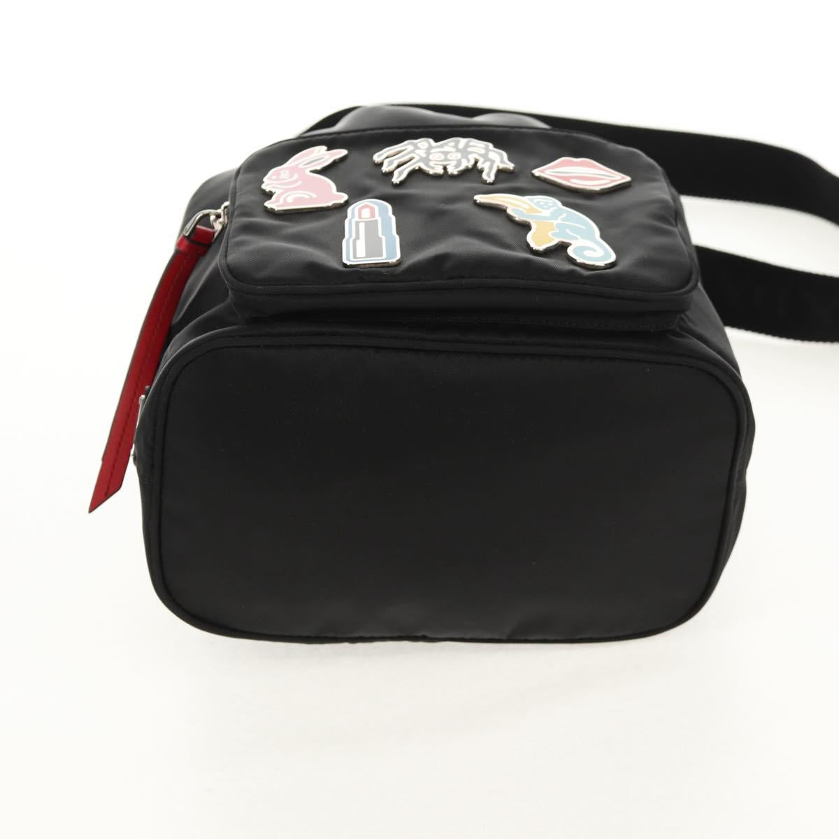 PRADA Hand Bag Nylon 2way Black Silver Auth 154078SAM