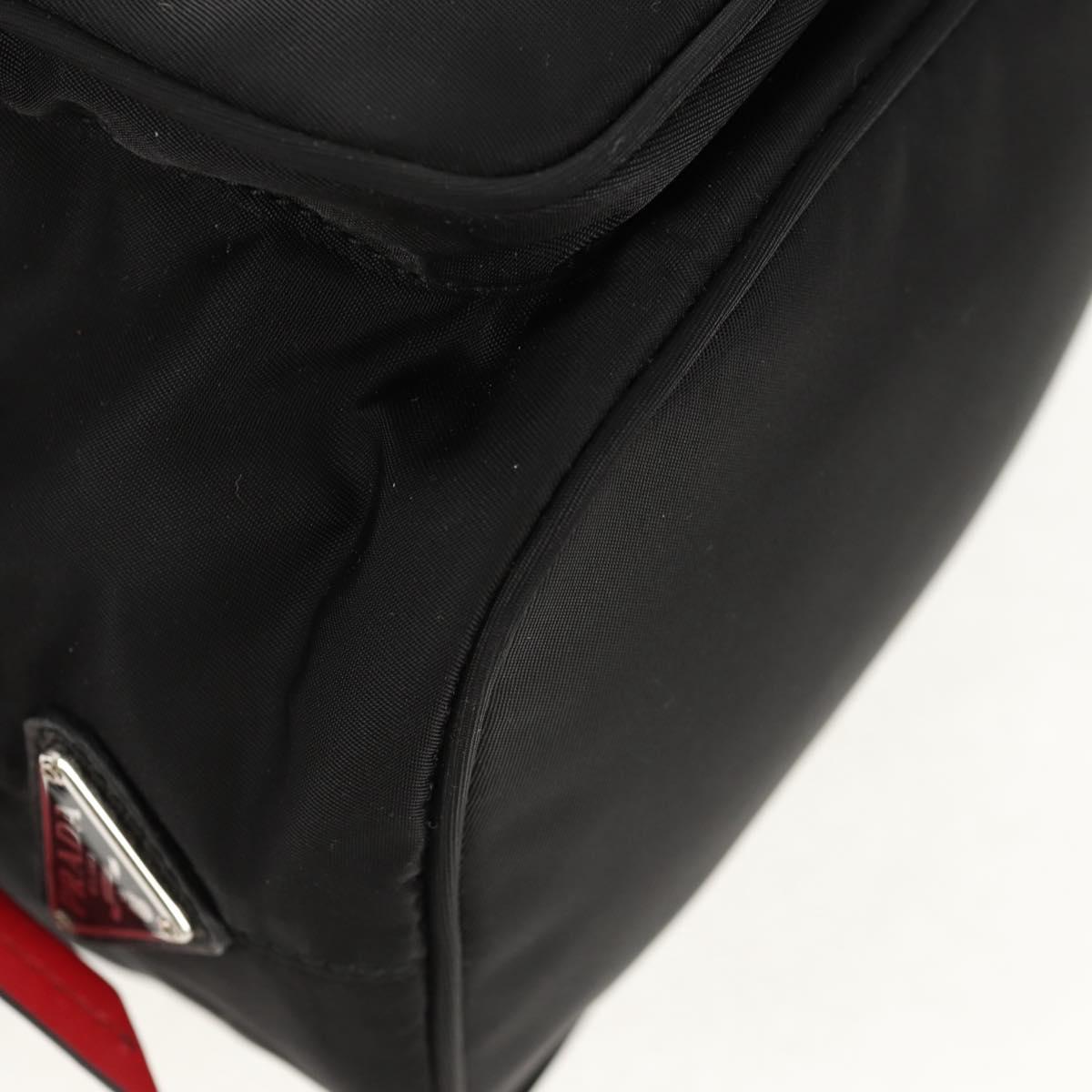 PRADA Hand Bag Nylon 2way Black Silver Auth 154078SAM