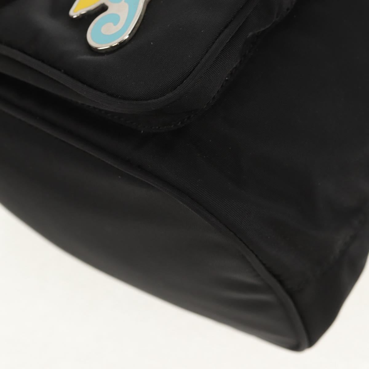 PRADA Hand Bag Nylon 2way Black Silver Auth 154078SAM