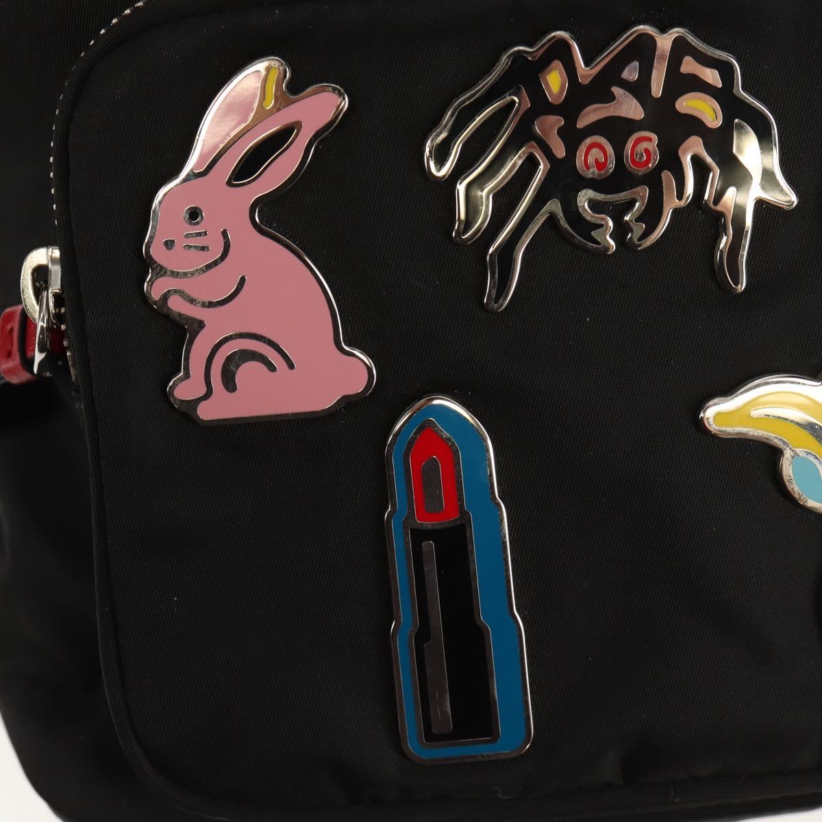 PRADA Hand Bag Nylon 2way Black Silver Auth 154078SAM