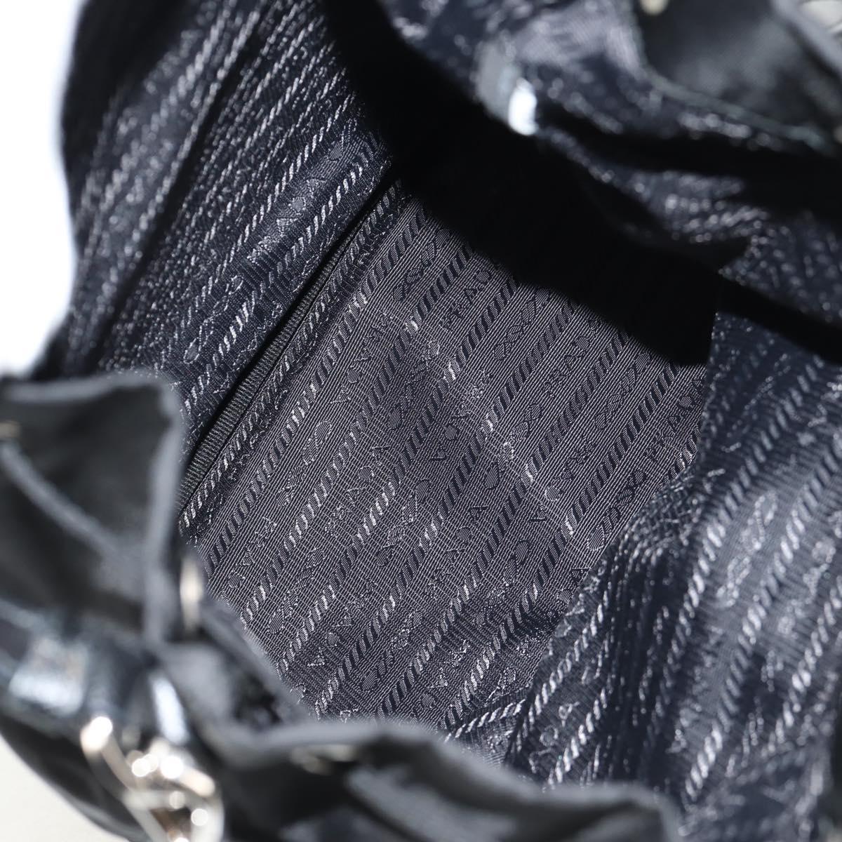 PRADA Hand Bag Nylon 2way Black Silver Auth 154078SAM