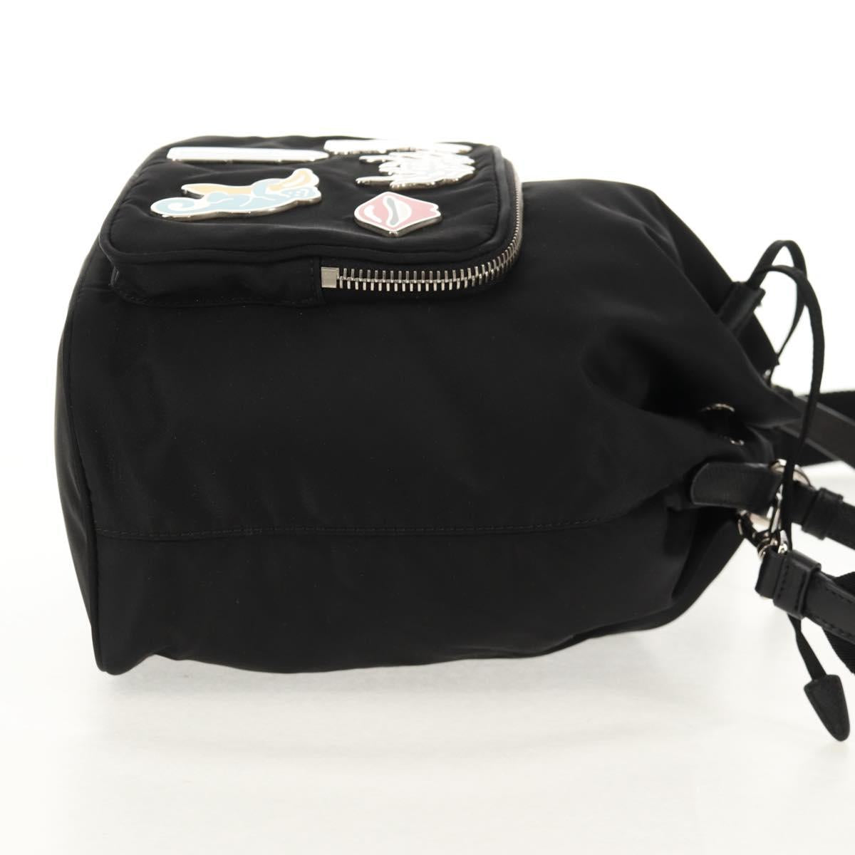 PRADA Hand Bag Nylon 2way Black Silver Auth 154078SAM