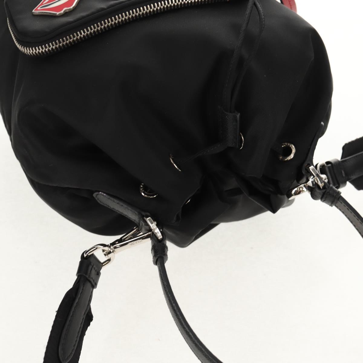 PRADA Hand Bag Nylon 2way Black Silver Auth 154078SAM