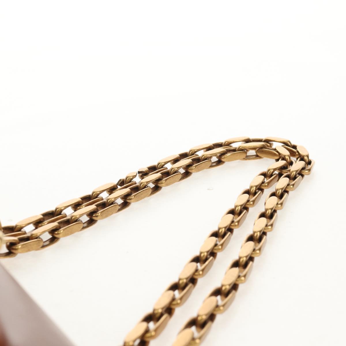 Christian Dior Chain Shoulder Bag Leather Brown Gold Auth 154079V