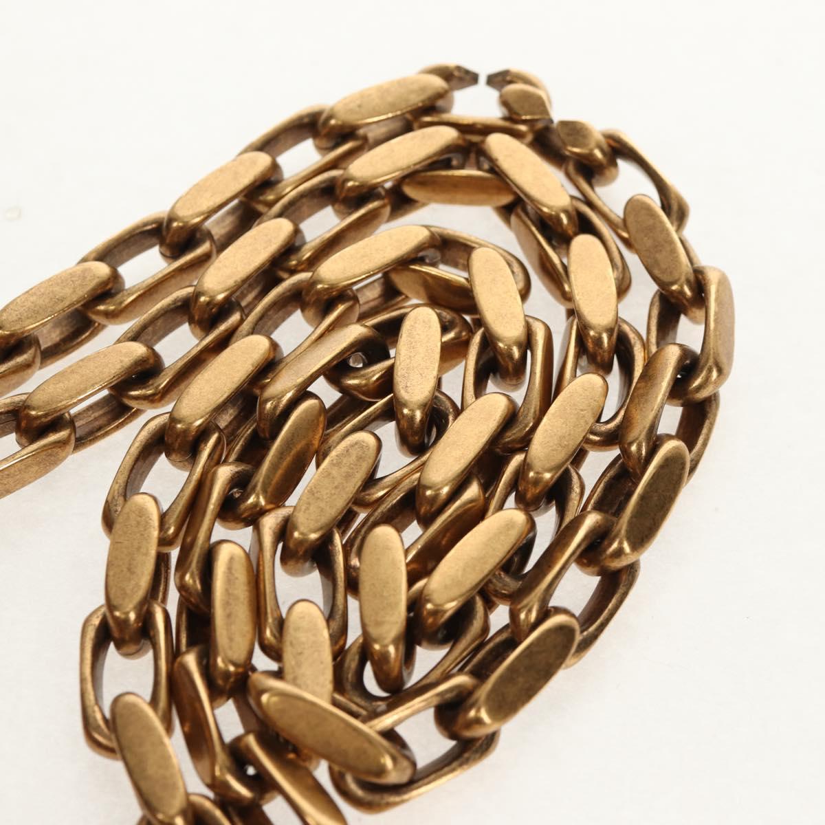 Christian Dior Chain Shoulder Bag Leather Brown Gold Auth 154079V